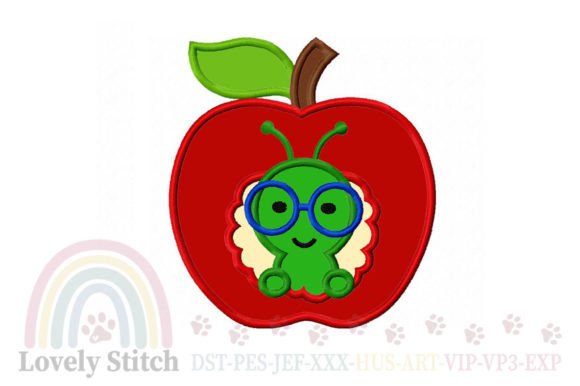 Apple Worm Applique Embroidery